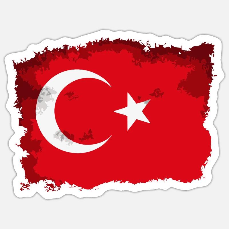 Turquie drapeau 2 - Sticker taille S (10 x 10 cm) - blanc mat