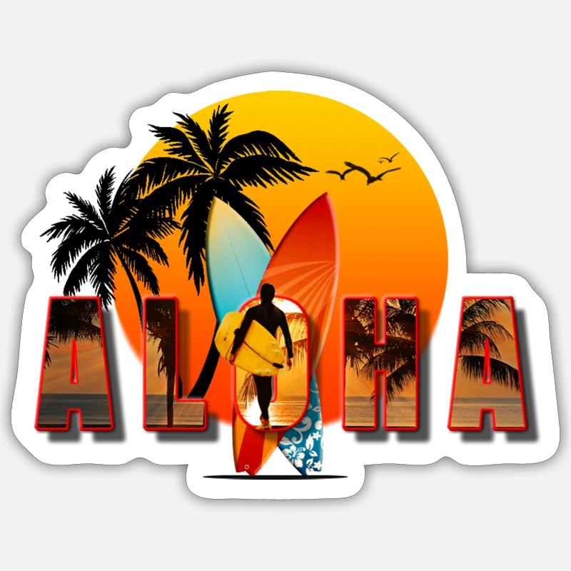 Aloha - Sticker taille S (10 x 10 cm) - blanc mat