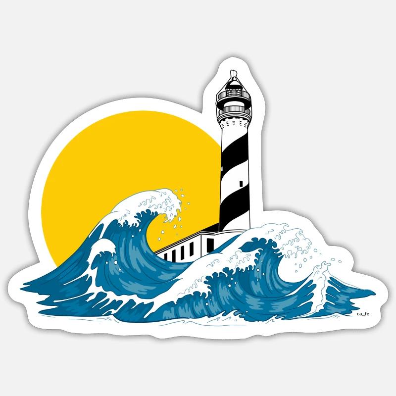 lighthouse wave Menorca Sticker size S (10 x 10 cm)