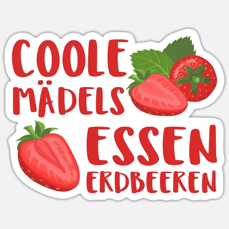Mädchen Erdbeeren Sommer Geburtstag Geschenk - Sticker Größe S (10 x 10 cm) - Mattweiß