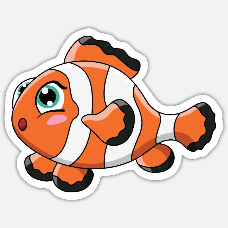 Clownfisch - Sticker Größe S (10 x 10 cm) - Mattweiß