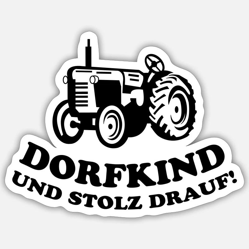 traktor dorfkind stolz drauf - Sticker Größe S (10 x 10 cm) - Mattweiß