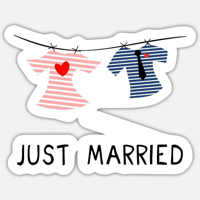 JUST MARRIED. MARRIED. ES LEBE DIE EHE Sticker Größe S (10 x 10 cm)