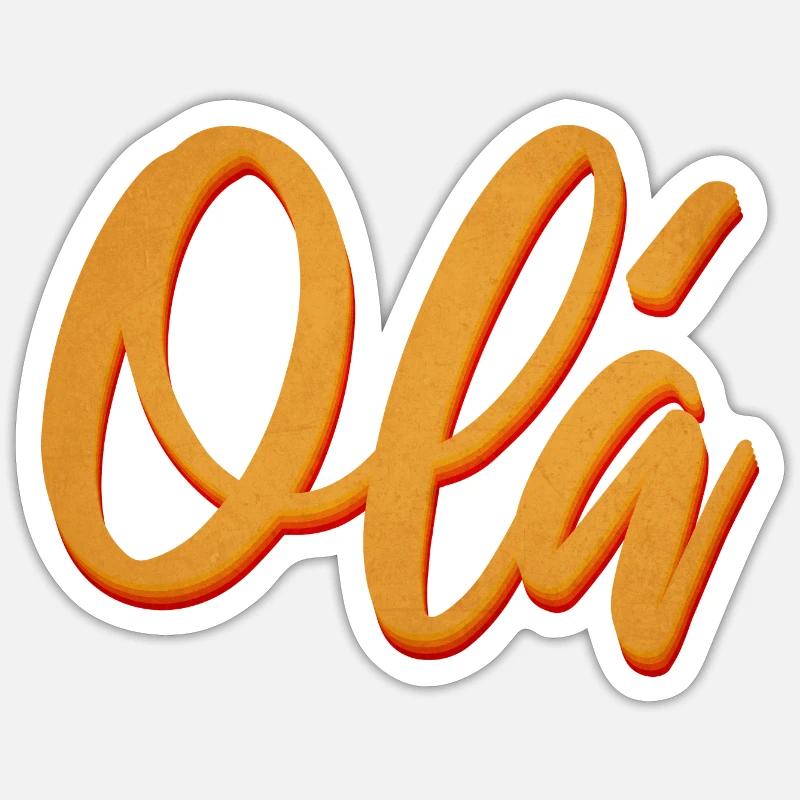 Olá Orange Script Tee - Sticker Größe S (10 x 10 cm) - Mattweiß