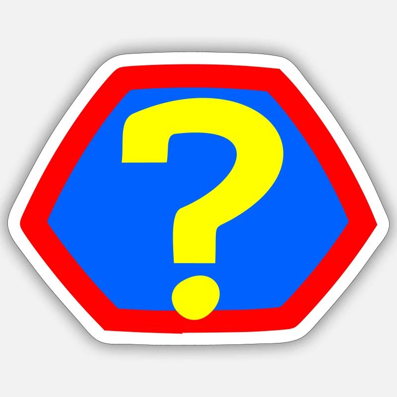 Superhero Fragezeichen Quizmaster Superheld Logo - Sticker Größe S (10 x 10 cm) - Mattweiß