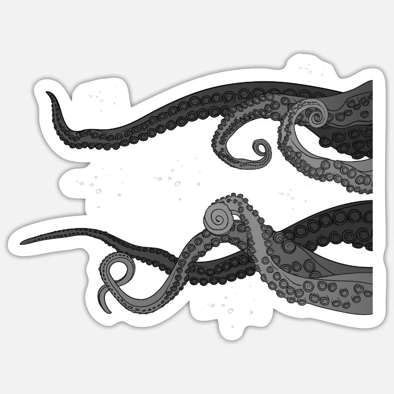 Pieuvres art Calmar Polyp Océan - Sticker taille S (10 x 10 cm) - blanc mat