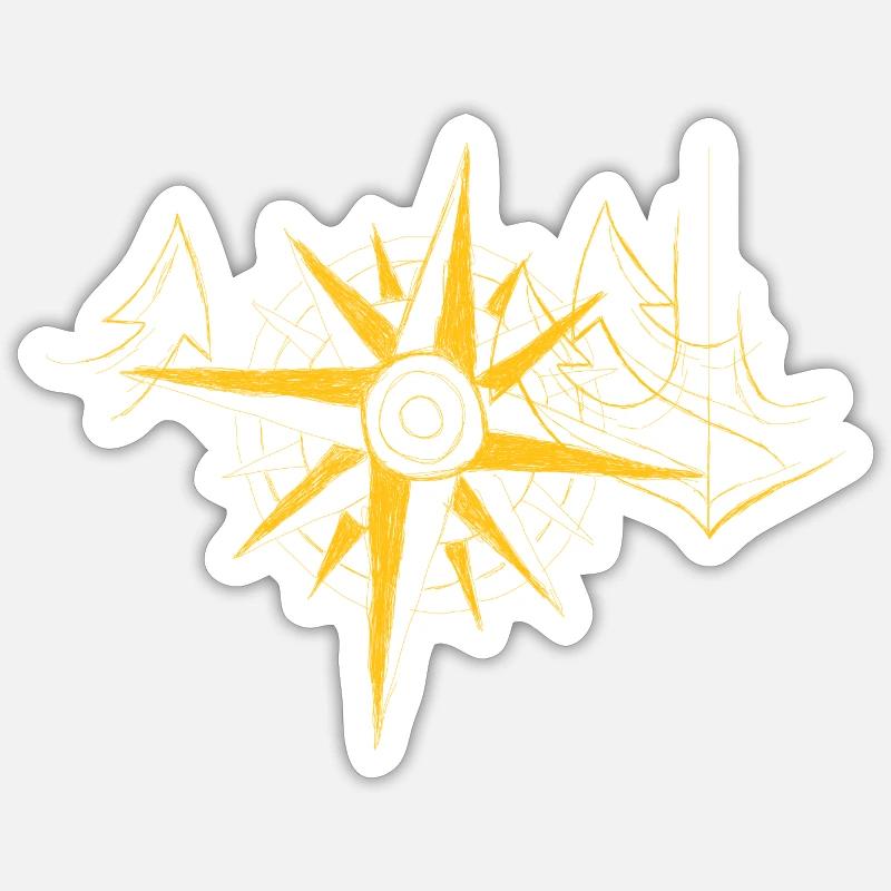 Kompass mit Anker gelb - Sticker Größe S (10 x 10 cm) - Mattweiß