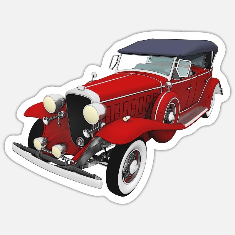 Oldtimer, Auto, Automobil - Sticker Größe S (10 x 10 cm) - Mattweiß