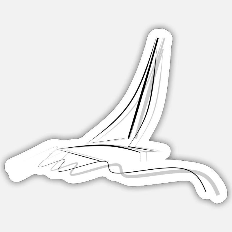 Bateau, dessin - Sticker taille S (10 x 10 cm) - blanc mat