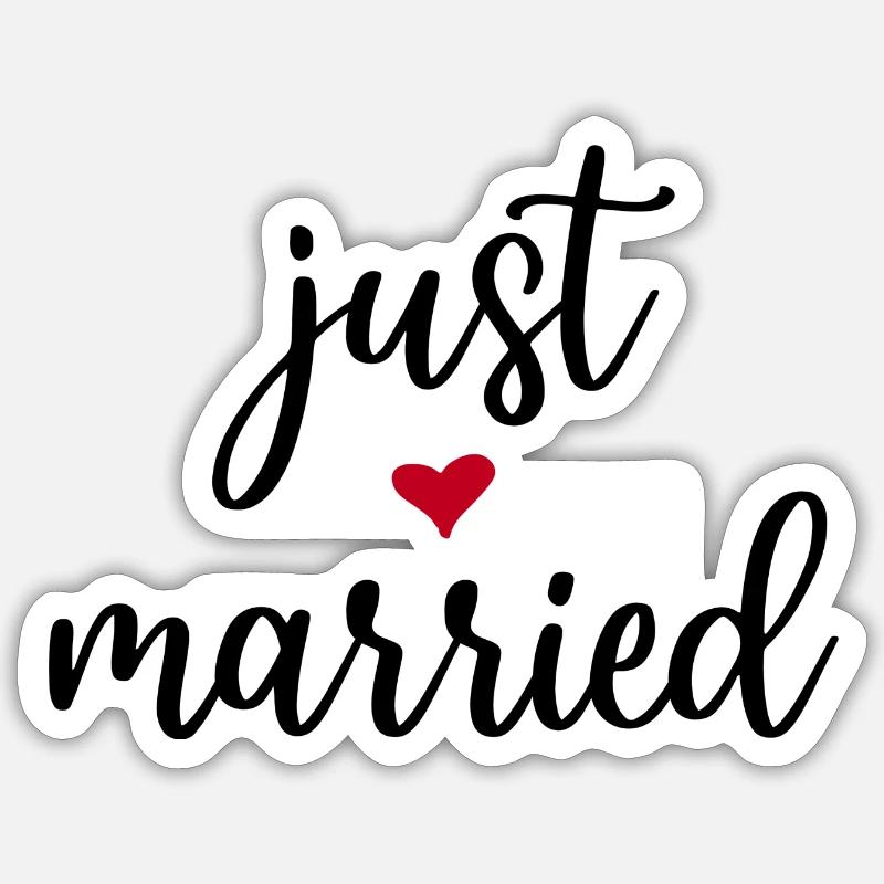 Just Married Gift Idea - Sticker size S (10 x 10 cm) - white matte