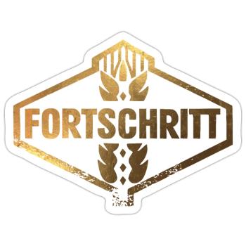 FORTSCHRITT DDR Landmaschinen Vintage Gold - Sticker Größe S (10 x 10 cm) - Mattweiß - Vorne