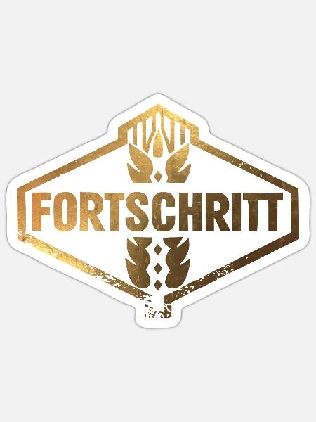 FORTSCHRITT DDR Landmaschinen Vintage Gold - Sticker Größe S (10 x 10 cm) - Mattweiß