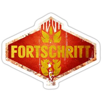 DDR FORTSCHRITT Ostalgie Vintage Logo - Sticker Größe S (10 x 10 cm) - Mattweiß - Vorne