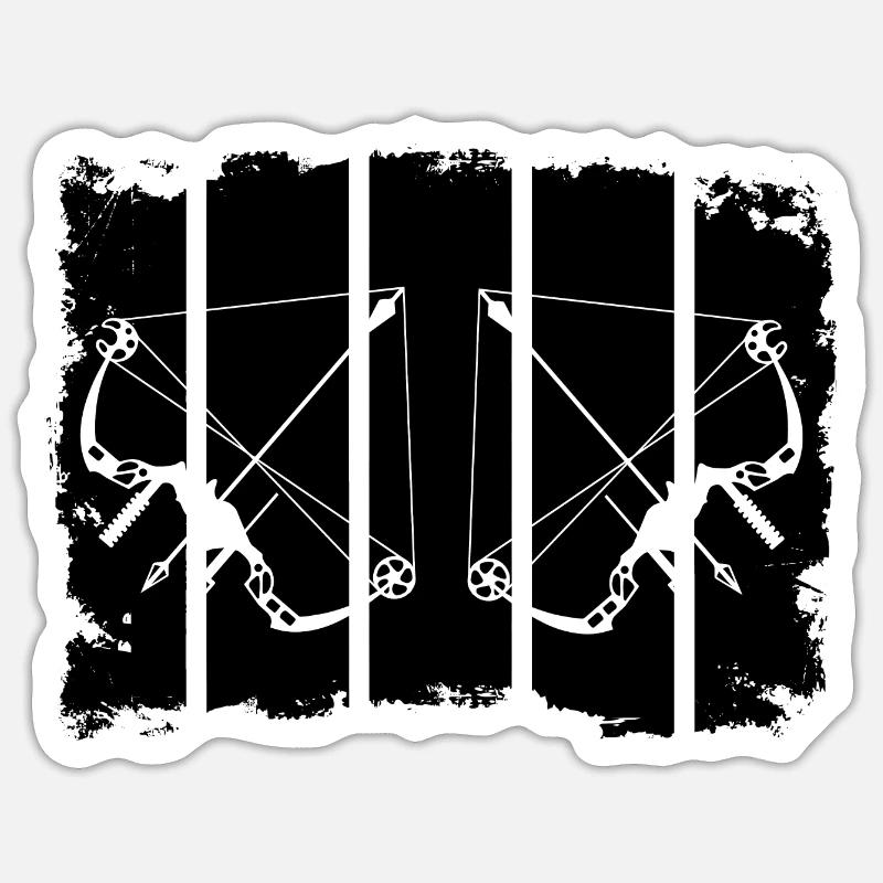 Bogenschießen Kompositbogen Retro Streifen - Sticker Größe S (10 x 10 cm) - Mattweiß