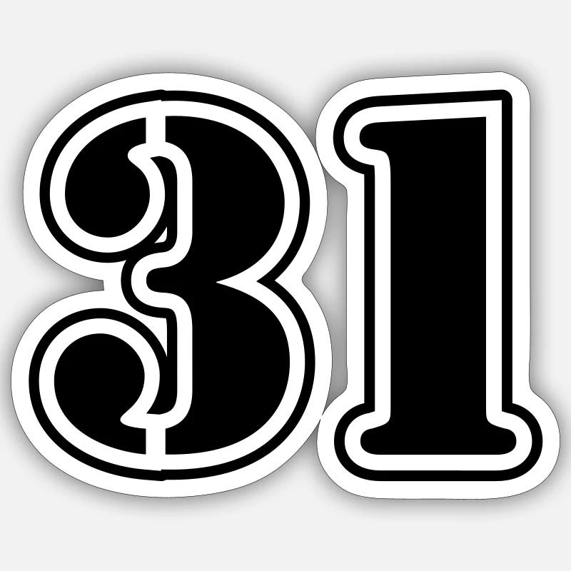 Symbole numérique 31 - Sticker taille S (10 x 10 cm) - blanc mat