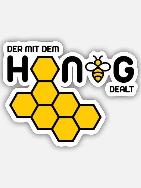 Der mit dem Honig dealt - Sticker Größe S (10 x 10 cm) - Mattweiß