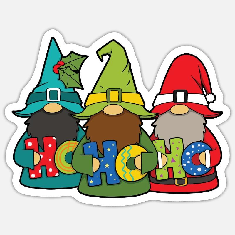 Ho Ho Ho Gnome - Sticker Größe S (10 x 10 cm) - Mattweiß