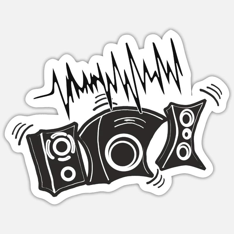 Musikboxen Disco DJ DJane - Sticker Größe S (10 x 10 cm) - Mattweiß