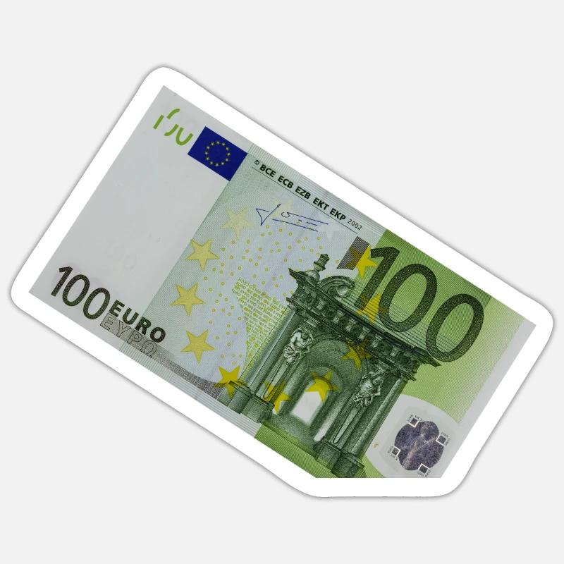100 euro banknote on white background - Sticker Größe S (10 x 10 cm) - Mattweiß