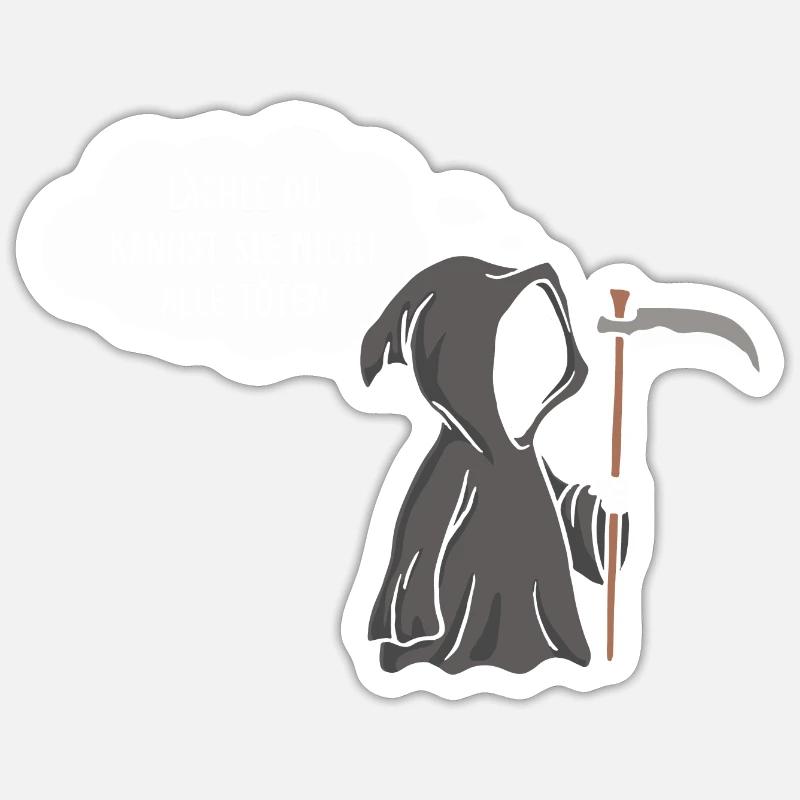 Sensenmann Lächle du kannst sie nicht alle - Sticker Größe S (10 x 10 cm) - Mattweiß