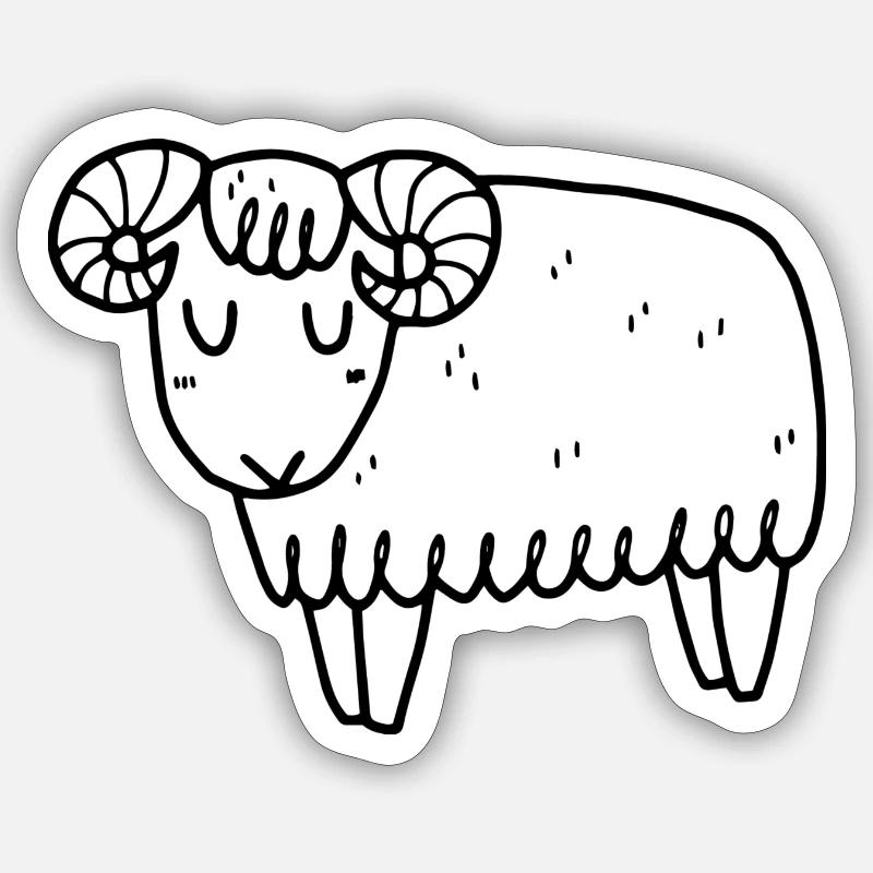 Schaf Islandschaf Widder Mufflon Schafbock - Sticker Größe S (10 x 10 cm) - Mattweiß
