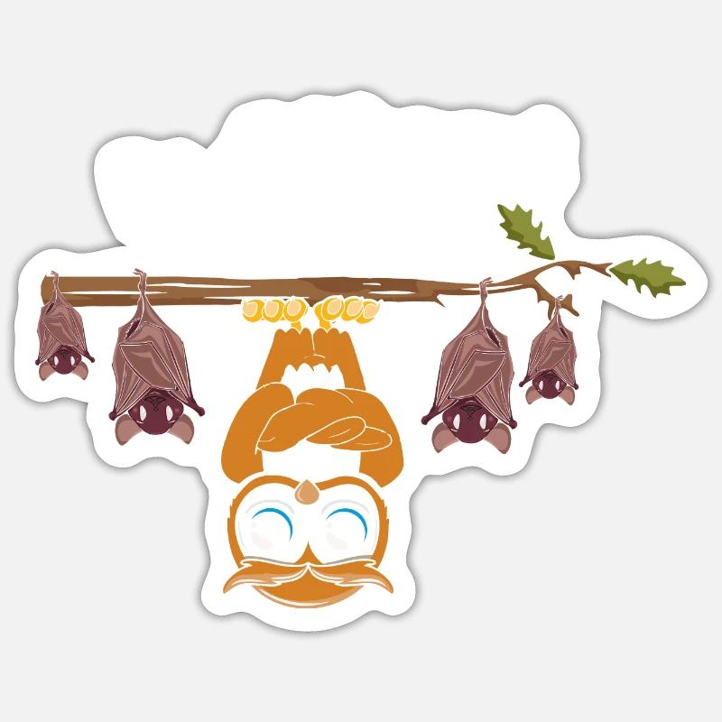 Be Different Sei Anders Eule mit Fledermäusen Sticker Größe S (10 x 10 cm)