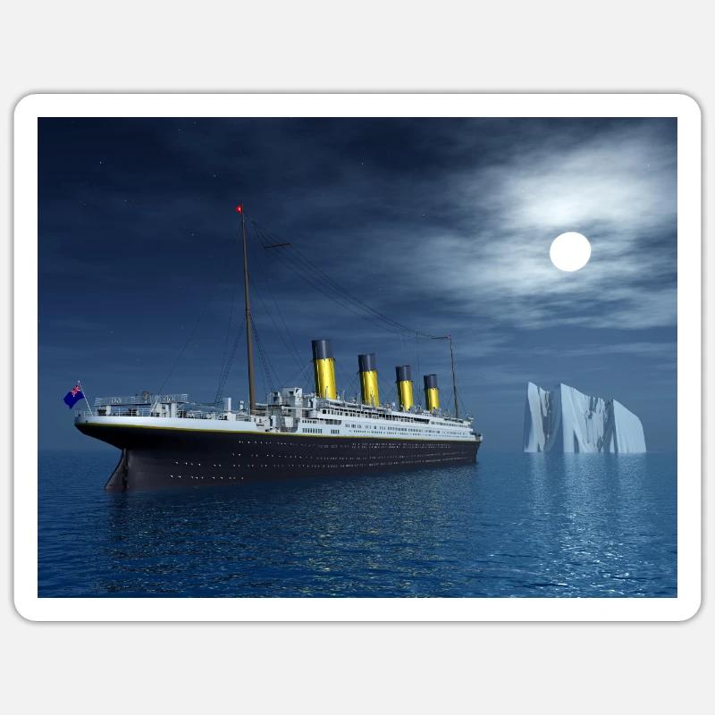 Historisches Passagierschiff Titanic und Eisberg - Sticker Größe S (10 x 10 cm) - Mattweiß
