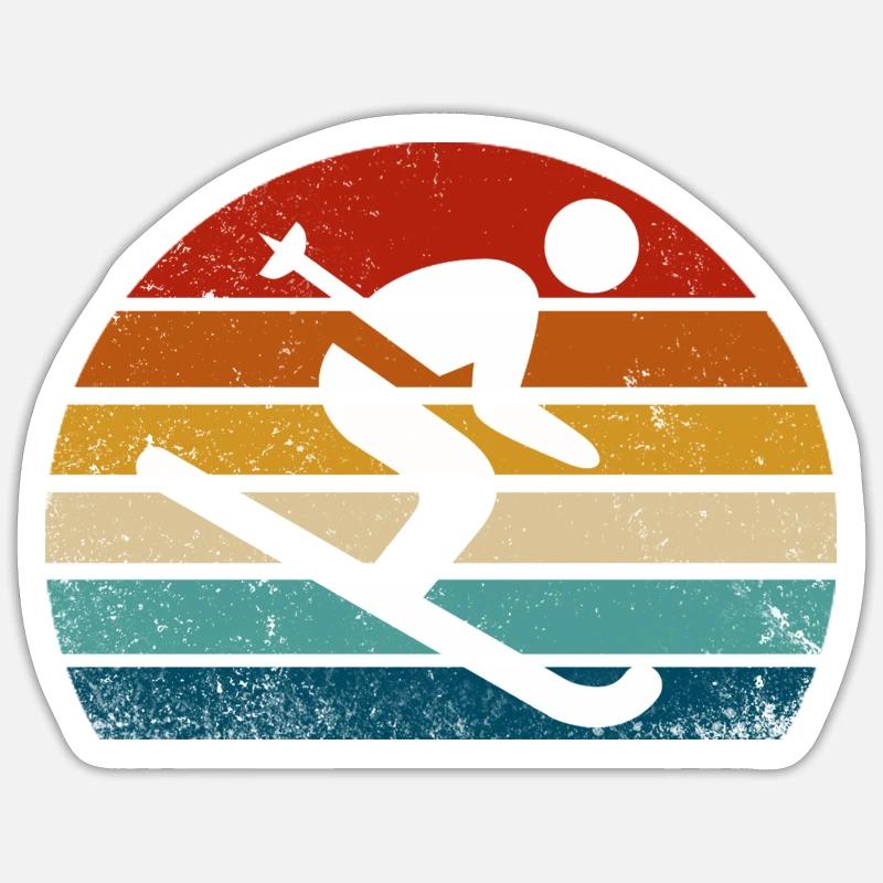 Retro-Ski - Sticker Größe S (10 x 10 cm) - Mattweiß