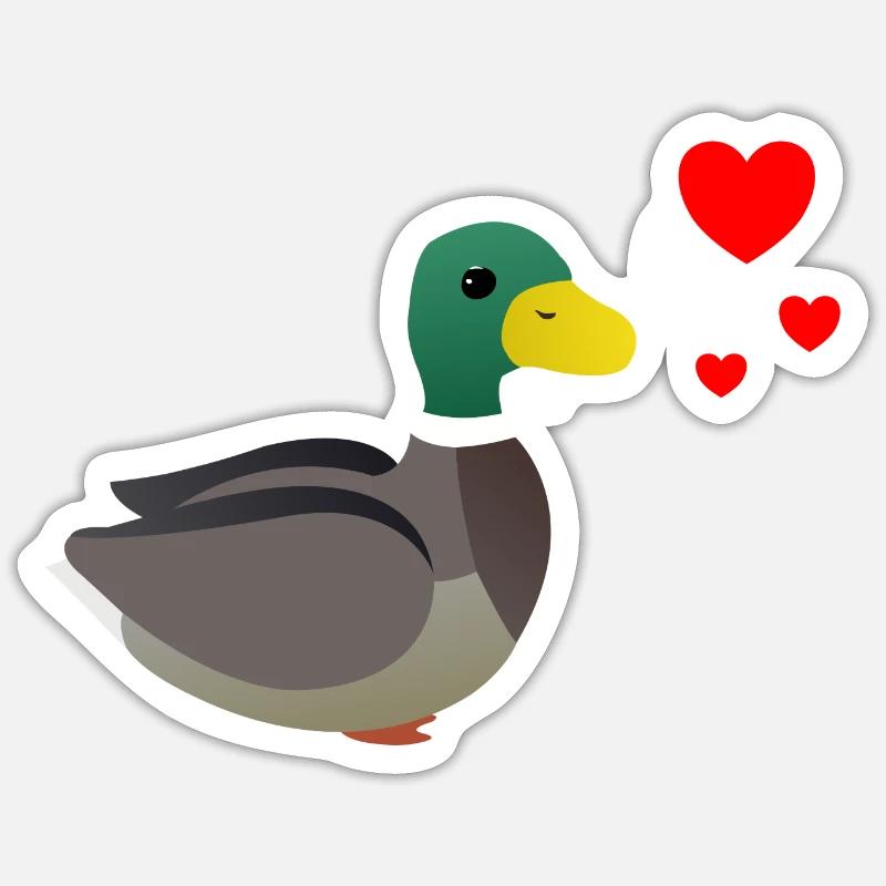 Canard Saint-Valentin - Sticker taille S (10 x 10 cm) - blanc mat