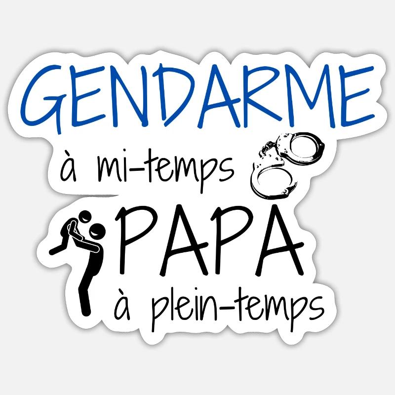 Cadeau papa gendarme - Sticker taille S (10 x 10 cm) - blanc mat