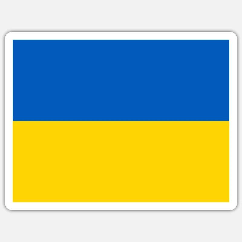 Drapeau de l’Ukraine - Sticker taille S (10 x 10 cm) - blanc mat