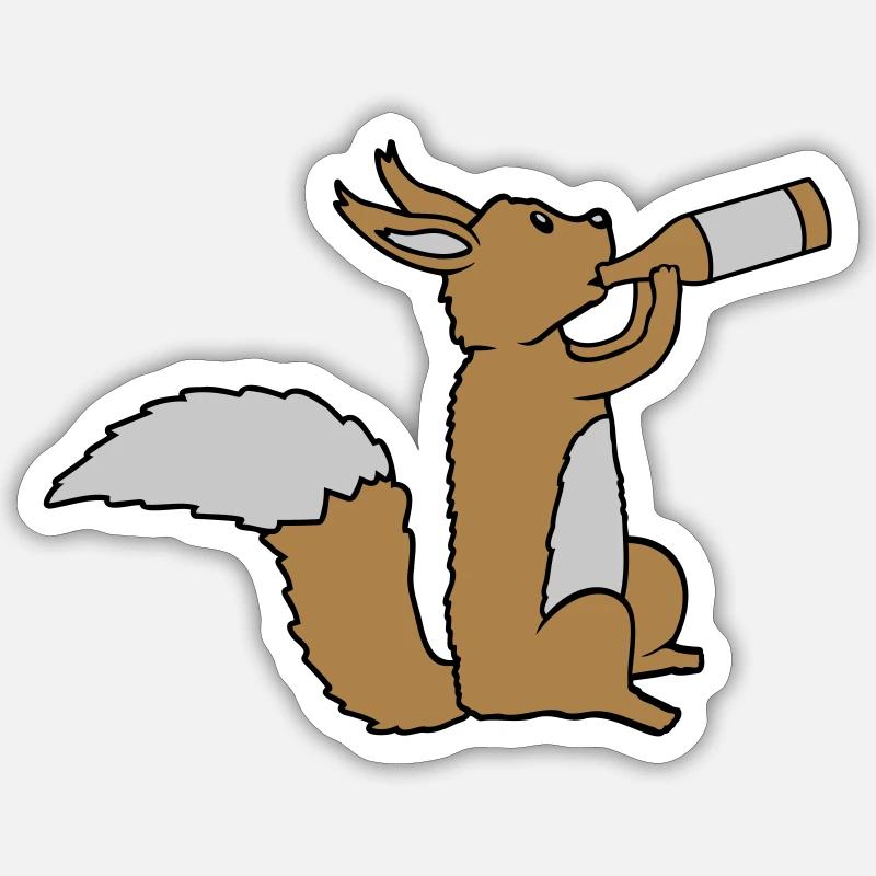 Beer-drinking squirrel - Sticker size S (10 x 10 cm) - white matte