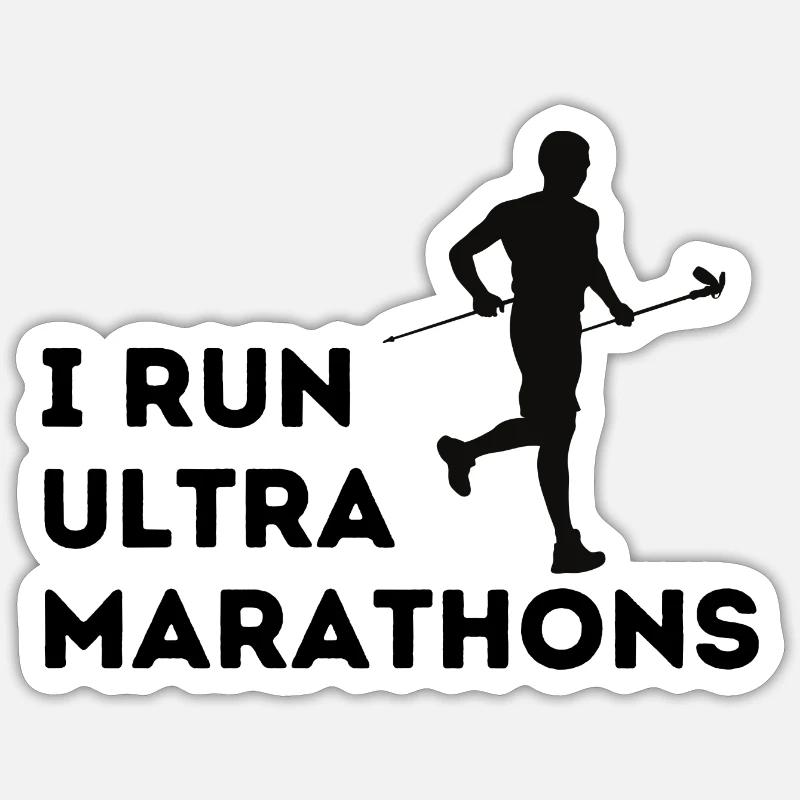 I run ultra Marathons - Sticker size S (10 x 10 cm) - white matte