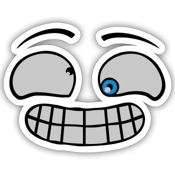 Visage grimace effronté - Sticker taille S (10 x 10 cm) - blanc mat - Devant