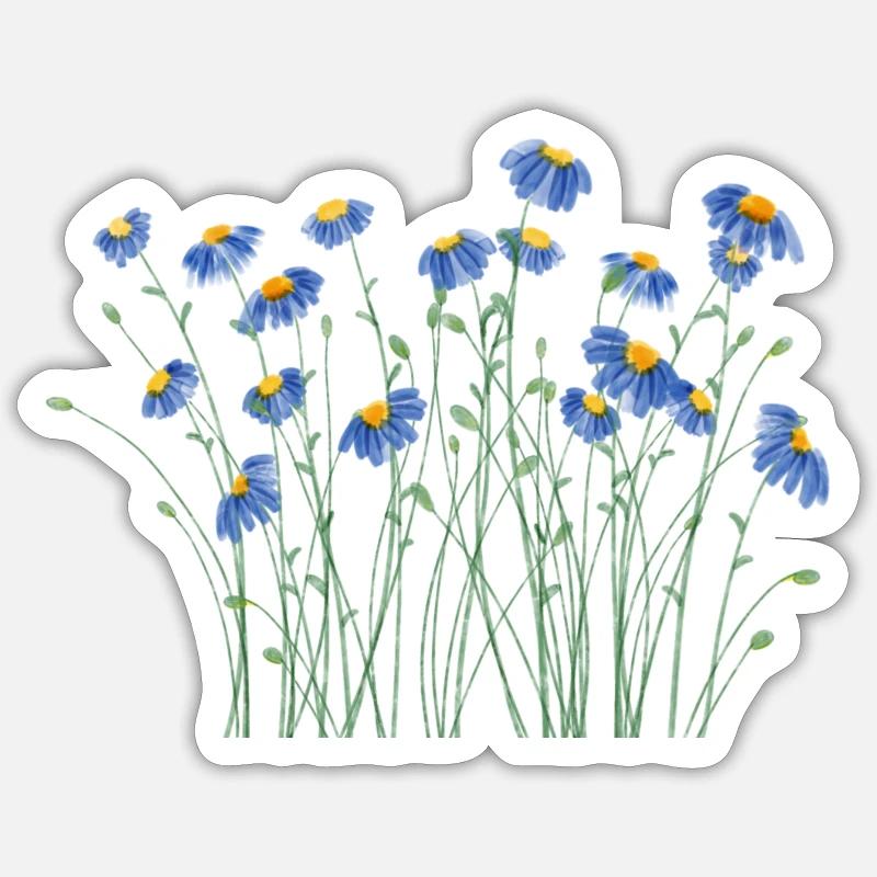 Blue Wildflower Bundle Sticker Größe S (10 x 10 cm)