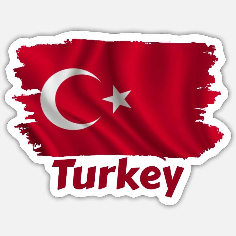 Drapeau de la Turquie - Sticker taille S (10 x 10 cm) - blanc mat