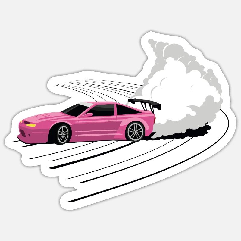 Auto Drift Tuning Racing - Sticker Größe S (10 x 10 cm) - Mattweiß