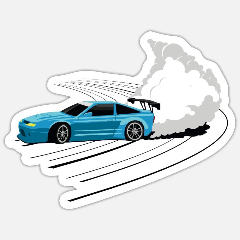 Car drifting - Sticker size S (10 x 10 cm) - white matte
