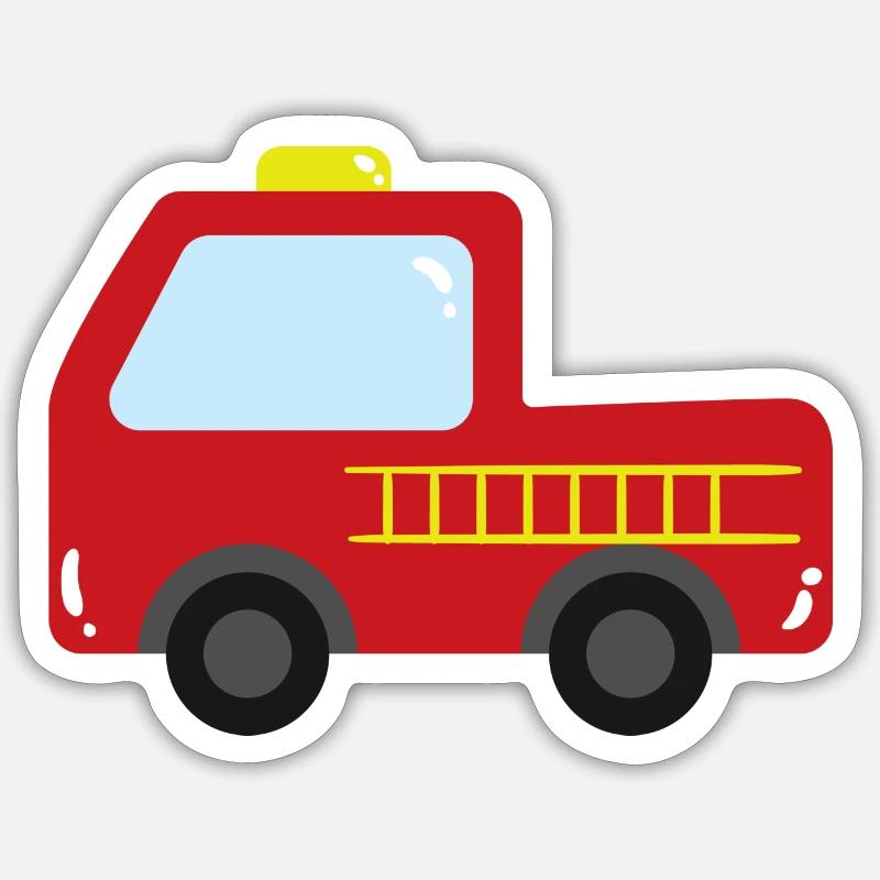 Fire Brigade Car - Sticker size S (10 x 10 cm) - white matte