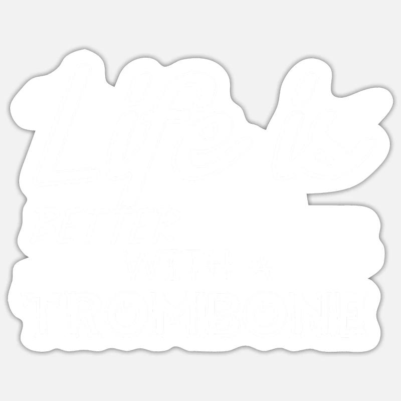 Posaune - Sticker Größe S (10 x 10 cm) - Mattweiß
