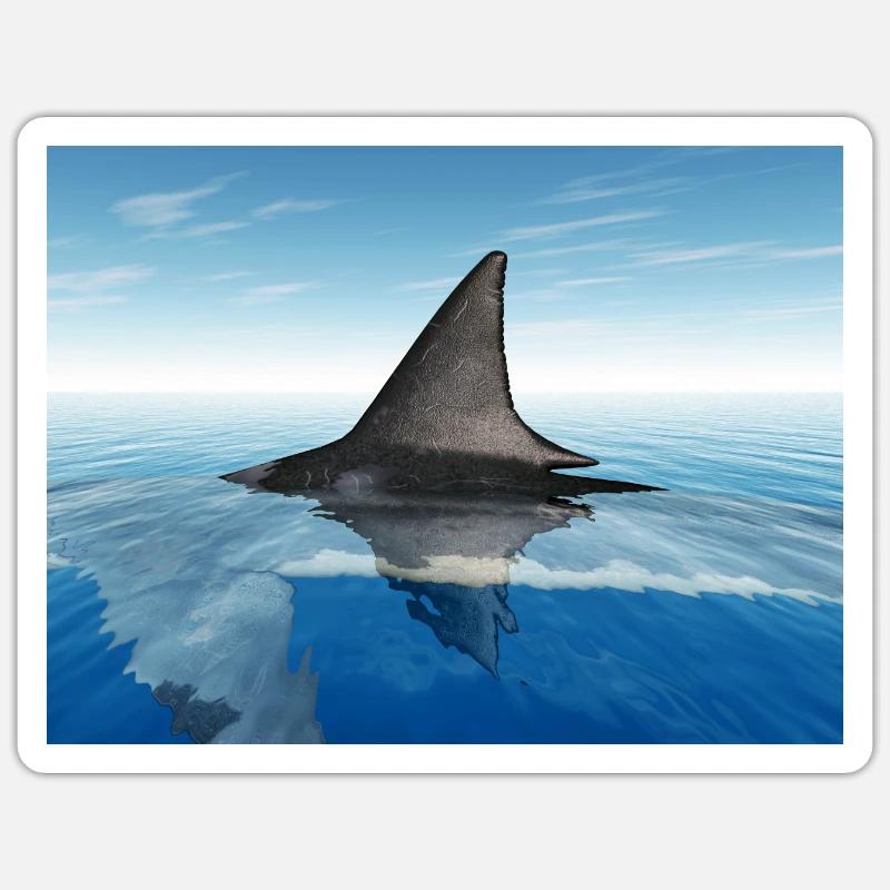 Grand requin blanc - Sticker taille S (10 x 10 cm) - blanc mat