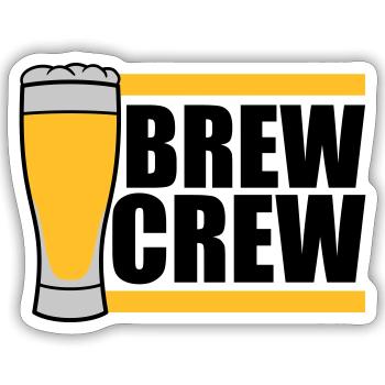 Beer Glass Brew Crew disant - Sticker taille S (10 x 10 cm) - blanc mat - Devant