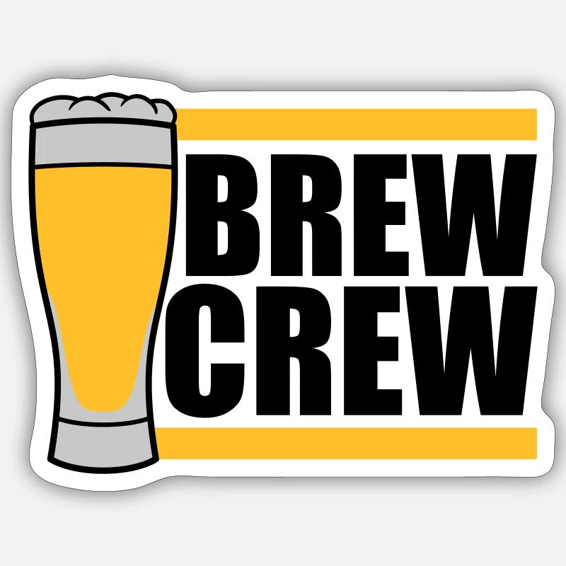 Bierglas Brew Crew Spruch - Sticker Größe S (10 x 10 cm) - Mattweiß