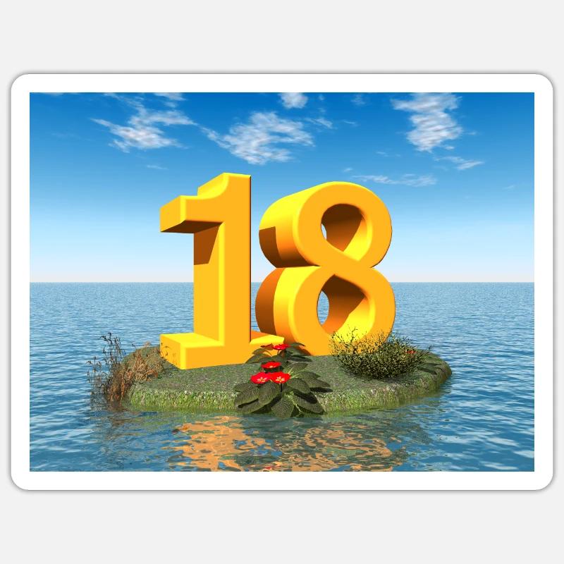 Year 18 - Sticker size S (10 x 10 cm) - white matte