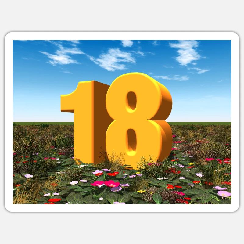 Année 18 - Sticker taille S (10 x 10 cm) - blanc mat