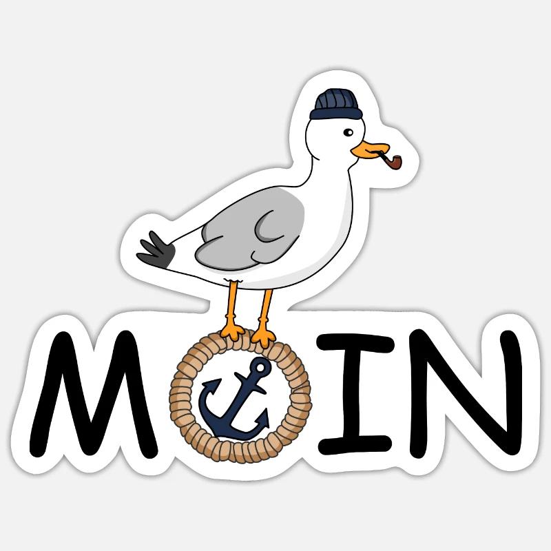 Moin Möwe Seil Sticker Größe S (10 x 10 cm)