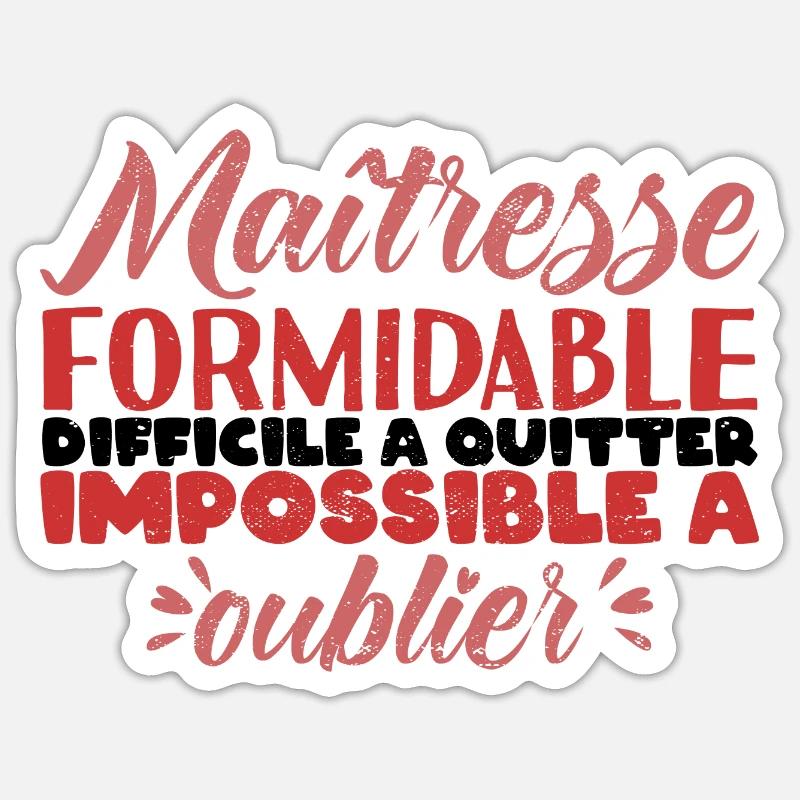Maîtresse d'école Cadeau école fin d'année - Sticker taille S (10 x 10 cm) - blanc mat