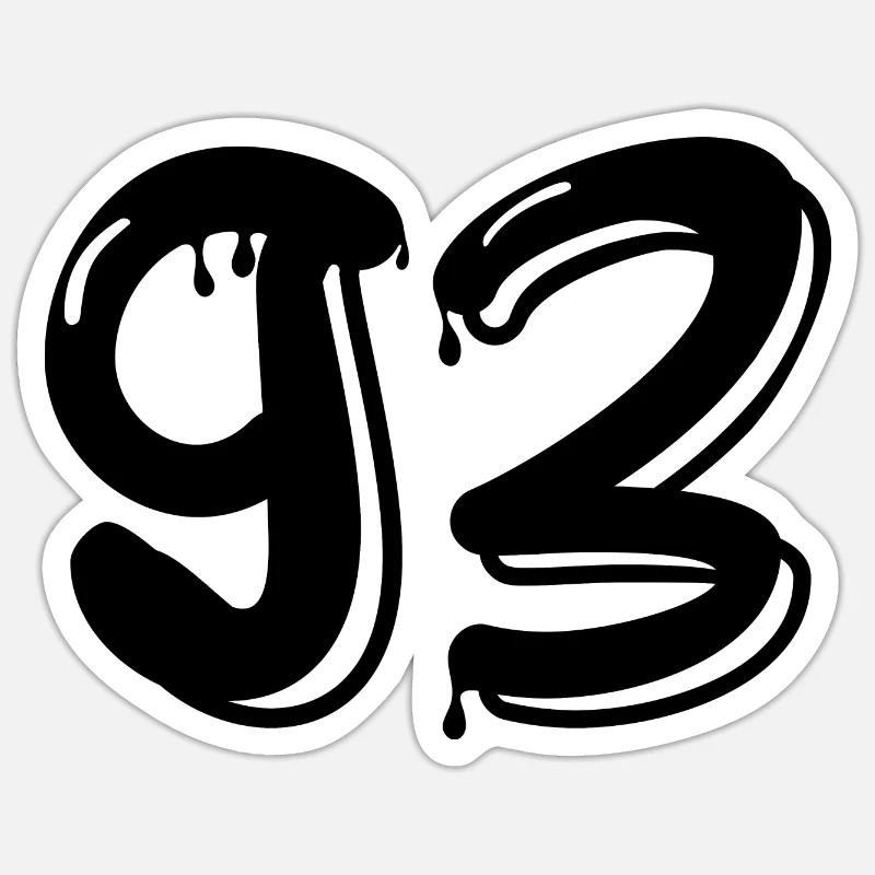 93 - Sticker Größe S (10 x 10 cm) - Mattweiß