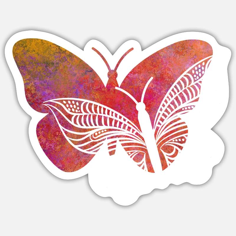 J’adore le papillon - Sticker taille S (10 x 10 cm) - blanc mat
