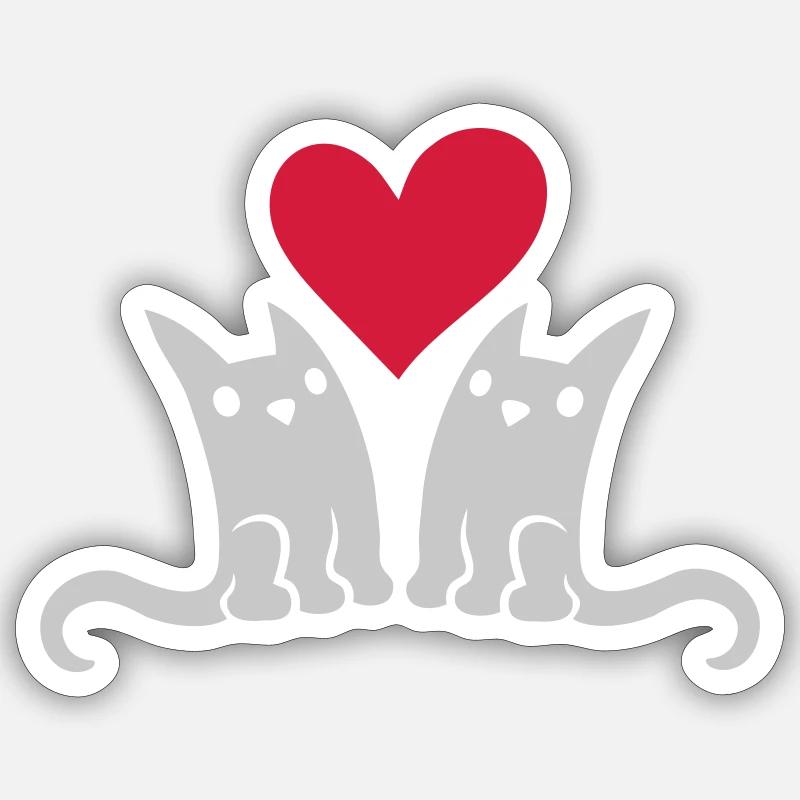 Couple de petits chats mignons Sticker taille S (10 x 10 cm)